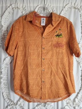 Walt Disney Enchanted Tiki Room Orange Birds Button Up Shirt Mens Adult Sz Small